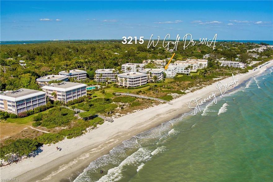 SPECTACULAR SOMERSET!! A rare opportunity to own a penthouse condo in one of Sanibel’s prestigious, low-density, communities off West Gulf Drive. Step inside and witness a remarkable corner unit with mesmerizing gulf views and offerings unlike anywhere; this 3 bedroom, 2.5 bathroom condo with over 2300 living sq ft boasts hardwood flooring, top floor sunset views, large bedrooms with walk-in closets, and an enclosed patio with sliding doors for indoor/outdoor living. Third bedroom used as a den/office. The kitchen features stainless steel appliances, custom cabinetry, granite countertops, tile flooring, an oversized sink, and a Viking stovetop. Through out, soft radius curves offer a subtle sense of balance and harmony.   This condo also includes your own personal covered parking spot, ground floor storage, and separate stairway. Somerset at the Reef offers a gulf-front pool deck, tennis courts, pickleball, on site manager, covered and open guest parking, elevators, grills and more! Understated masterful designed mid-island complex, do not miss out on Sanibel’s gulf-front finest!!!