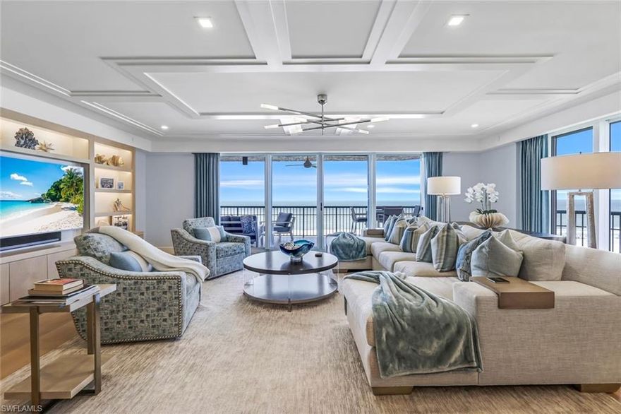 Welcome to this stunning 3-bedroom, 3-bathroom condominium with den on Marco Island, Florida situated in the much sought after Dunnfoire building. Unit 702 is an elegant residence that seamlessly blends contemporary design with sophistication and has been meticulously remodeled from top to bottom by the J Lynn Design Group. As you step inside onto the white oak floors, you'll immediately appreciate the attention to detail that defines this home. From the Taj Mahal Quartzite in the kitchen to the stained rift white oak finishes throughout, and the Harmon hinge doors in the master bedroom, every element has been carefully selected. Both the master and guest bathrooms feature sleek quartz countertops, enhancing the home's refined aesthetic. Each room, including the guest bedrooms, bathrooms, den, living room, and dining areas, showcases the latest in furnishings and design. End your day on the expansive lanai, where you can enjoy breathtaking views of the Gulf and Marco Island's Crescent Beach. Recognized for its design excellence, this property was featured in Home & Design Magazine and received prestigious awards in 2021, including 1st Place in Transitional Design from ASID, Best Interior Design of the Year from Sand Dollar, and Best Interior Merchandising and Design from the Aurora Awards. Dunnfoire 702 stands as a testament to exceptional craftsmanship and award-winning style, offering an unparalleled living experience on Marco Island.