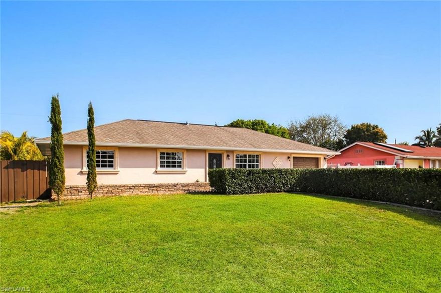 Great opportunity in Golden Gate City. This home has been well kept and in a great location close to shopping, restaurants, I-75, and St John Neumann Catholic High School. This home is a 3 bed 2 bath pool home with nicely landscaped back yard providing privacy. In addition, the pool area has an outdoor kitchen area with sink and water hook up. No stove or grill but it can be added later. The outdoor space is great for entertaining. The home has been painted and floors updated. The split floor plan also is great for providing everyone in the family room to space out. Call today for your private showing of this well priced home with NO HOA FEES. Visit the video tour for a spectacular view of this property.