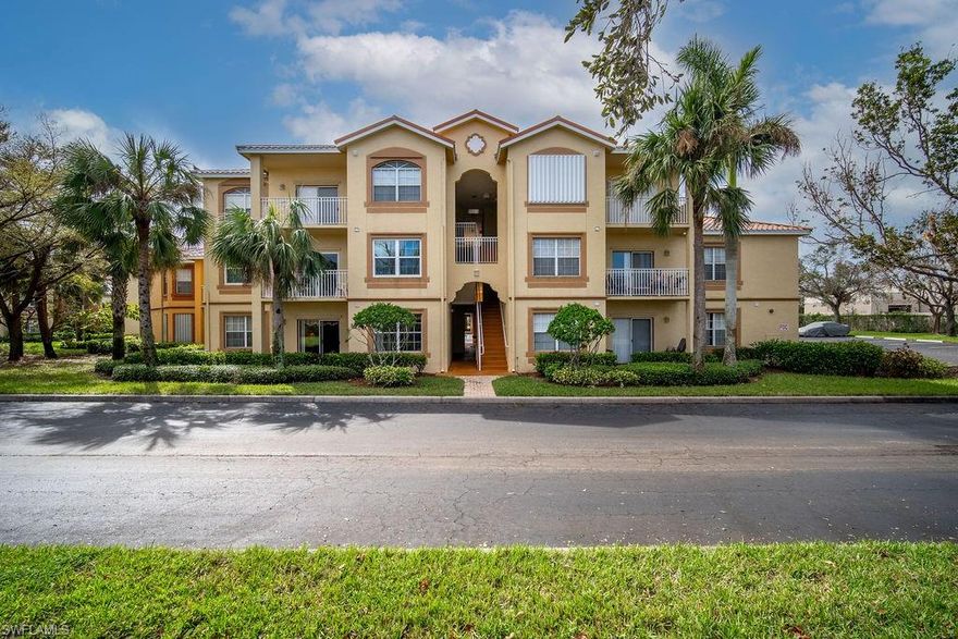 1ST FLOOR LIVING - NO STAIRS! UNTOUCHED BY HURRICANE IAN! OFFERED TURNKEY FURNISHED! Located in the popular gated community of Gardens at Beachwalk offering 2 spacious bedrooms and 2 full bathrooms. The kitchen features on-trend white cabinets, solid surface counters, a dining space and a expansive breakfast bar. The master bedroom has a comfortable en suite bathroom as well as a huge walk in closet. The guest bedroom also has a large walk in closet and you are able to access the second bathroom from the guest bedroom as well as the front entry area. Plenty of room for relaxing in the living area or on the outdoor patio. Gardens of Beachwalk will not disappoint - convenient location, beautiful clubhouse, pool with spa, club room with billards/games and well-maintained landscaping and water views. Have we piqued your interest?