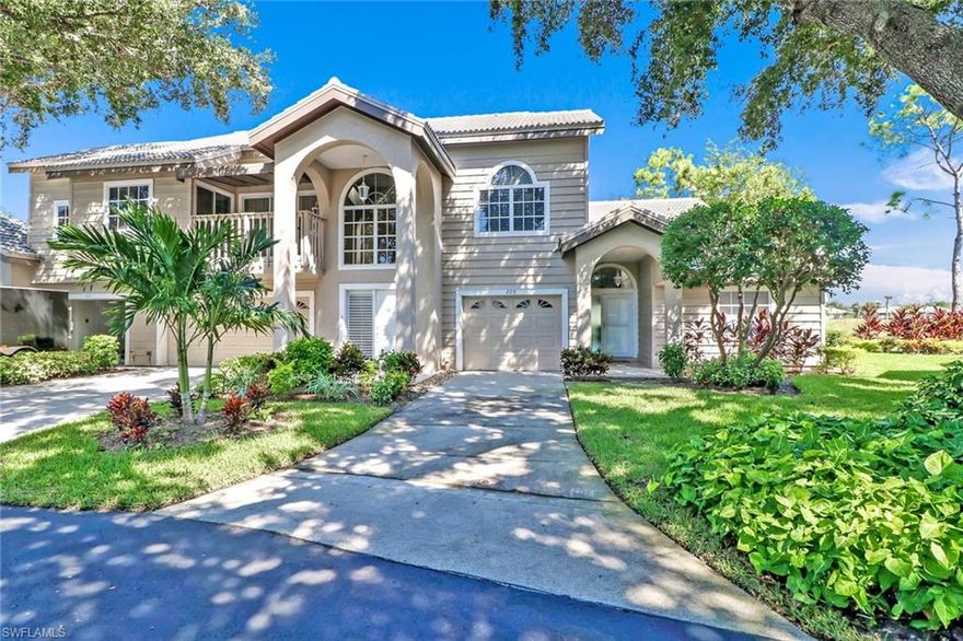 This 2BR+2 BA first floor coach home is located in a quiet cul de sac location and delights with expansive views of the golf course.  Pocketing sliders from the main living areas and master bedroom allow guests to enjoy quiet evenings on the lanai.  Additionally, this home features a fully enclosed glass lanai which offers comfort and privacy year round.   The convenient first floor, end unit has 22ft vaulted ceilings with 3 sky lights which fills the room with an abundance of natural light.  An updated kitchen has granite counters, raised panel wood cabinetry, newer appliances and wine cooler.  A one car garage  and an extremely private, landscaped location, are just a few of the very unique features that give this exceptional residence the feel of a home! In addition, this lovely tree-lined, gated, coach home community of Tra-Vigne is the only community offering it's residents 4 outdoor pools and is one of "The Vineyards" prettiest neighborhoods! Walking distance to Shopping, Dining, a Medical Center and Vineyards 32 acre Community Park.