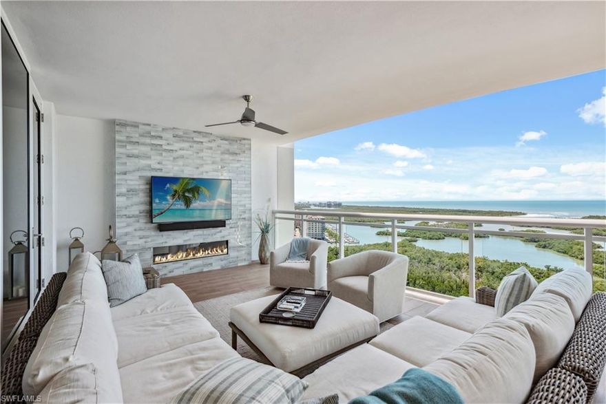 Kalea Bay's 20th-floor unit in Tower 200 presents an unparalleled blend of luxury, comfort, and breathtaking views. This exquisite property,  showcases an abundance of wood work including ceiling and wall details.  2002 offers four elegantly appointed bedrooms, each a serene retreat promising privacy, rest and relaxation. The designer furnishings are included with home and are professionaly chosen to enhance the finishes. Upon entering you are immediatley wowed by the view out of the Floor-to-ceiling windows,  inviting natural light to illuminate the interior.  The open-concept design encourages a fluid living experience, from the outdoor oversized lanai to the gourmet kitchen, equipped with state-of-the-art Wolf® and Subzero® appliances including wine cooler and steam oven. A large butler’s panty includes a second dishwasher and an abundance of storage. The master suite is a sanctuary of luxury, with walls of glass and the incredible view as your backdrop. Spa like bathroom with dual vanities, a soaking tub, and a separate glass-enclosed shower, all designed with the finest materials. The additional en-suite bedrooms, offers incredible views of the soon to be completed golf course. Residents of Kalea Bay enjoy exclusive access to a wealth of amenities, including rooftop pool and fitness center.  Five-star amenties in your backyard with The Club at Kalea Bay . This 20th floor condo at Kalea Bay represents a rare opportunity to own a piece of Naples' luxury waterfront living, where every detail has been carefully curated to offer an unmatched living experience. Whether basking in the glow of the sunset from your private Lanai or enjoying the community's rich offerings, this property promises a life you dreamed about.