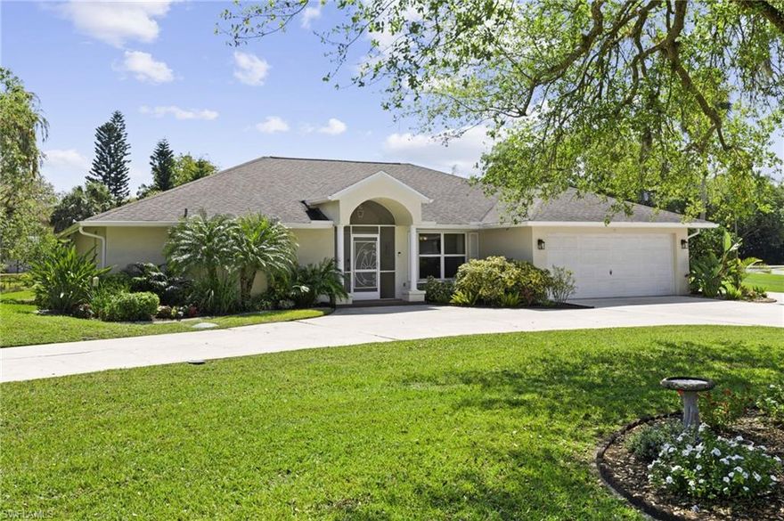 Set on a quiet waterfront creek with direct access to the Caloosahatchee River, this renovated 3-bedroom + den, 2-bath pool home offers a private Southwest Florida setting with sought-after eastern exposure, ideal for morning paddles or sunset evenings along the water. Located within Daughtreys Creek, a well-established North Fort Myers community known for large, privately set homesites, the property was thoughtfully updated in 2023, blending modern finishes with relaxed riverfront living.
A circular drive and landscaped entry lead into an interior defined by vaulted ceilings and abundant natural light. Open living and dining areas connect seamlessly to the updated kitchen, which features Quartz countertops, stainless-steel appliances, and a breakfast bar, designed for both daily use and entertaining. The great room is highlighted by a stone fireplace, adding warmth and character.
The primary suite includes direct lanai access, dual vanities, and a newly updated glass-enclosed shower. Two additional bedrooms and a full bath are situated on the opposite side of the home, offering a functional split layout. A versatile den provides flexible space for a home office or additional living area.
Outdoor living centers around a screened lanai with a built-in bar, Jenn-Aire grill, and kitchen pass-through, overlooking a heated, low-maintenance saltwater pool. The backyard opens to a tranquil creek with a private dock, providing direct water access to the Caloosahatchee River. Wildlife sightings are common and include wading birds, ducks, and the occasional manatee.
Additional highlights include a two-car garage, 30-amp RV hookup, fenced dog run, storage shed, garden area, drip-irrigated landscaping, and a new in-ground irrigation system. Conveniently located near I-75, downtown Fort Myers, dining, shopping, and riverfront amenities, this property delivers space, privacy, and waterfront access in one of North Fort Myers’ most desirable settings. Homes offering this combination of privacy, direct river access, and recent renovations are rarely available.