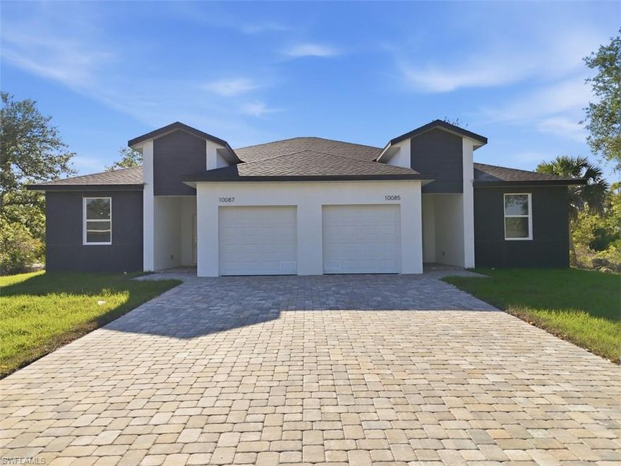 Brand-NEW construction duplex available for ANNUAL RENTAL in Port Charlotte, offering modern design, functional layout, and a convenient location. Each unit features 3 bedrooms, 2 bathrooms, and approximately 1,162 sqftof living space with an open-concept layout designed for comfortable everyday living.

Interior features include laminate flooring throughout, modern bathrooms with tub& shower combinations, ceiling fans, and impact windows for added durability and peace of mind. Comes with Washer & Dryer. The property also includes a 1 car garage with paved driveway and backyard to enjoy your Florida Sunshine year-round.

This property is located in a non-flood zone and in an area with no HOA, providing added flexibility. Conveniently located near major roadways, shopping, dining, medical facilities, and everyday amenities, making commuting and daily errands easy.

A community park is located nearby, featuring a lake, small pier, basketball court, and children’s playground, offering outdoor recreation opportunities close proximity to the property.

Port Charlotte is an area experiencing continued growth and development, with a mix of new construction and established homes, and is located within driving distance to Punta Gorda Airport, Southwest Florida International Airport, Gulf beaches, and recreational areas.

Schedule your showing today to see this new construction duplex rental and make it your home.