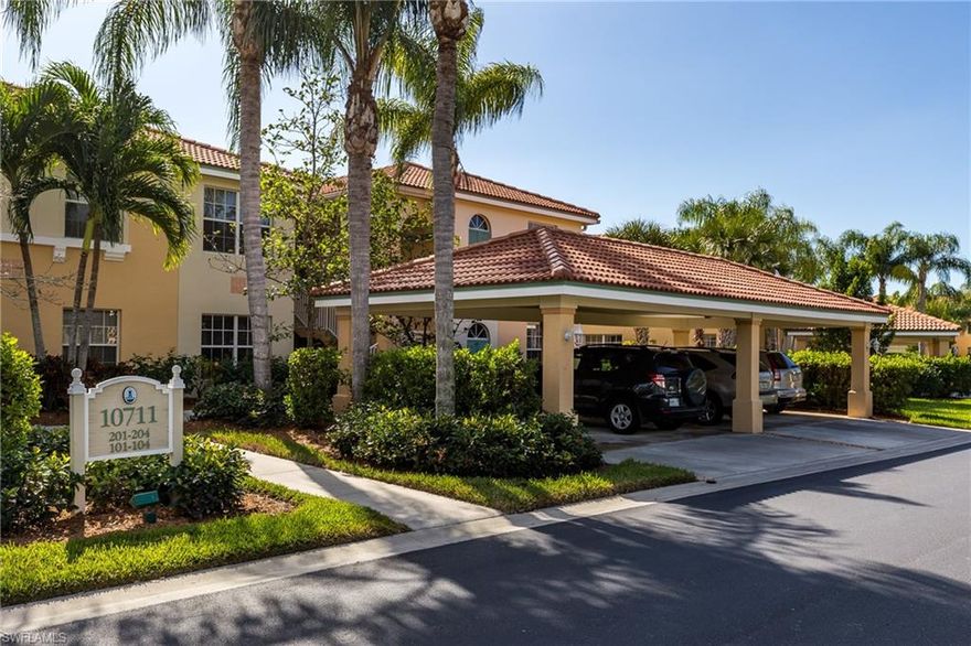 Come View this IMMACULATE "TURNKEY" LAKE-FRONT, END UNIT Condo in Sought-After Lighthouse Bay. Featuring: 2 Bedrooms + Enclosed Den with Closet (or 3rd Bedroom), 2 Bathrooms, Eat-In Kitchen with Upgraded Cabinets Tiled Back-Splash and Tiled Lanai with a Beautiful, Southwest Facing View of the Lake and Fountain. Additional Features Include High Ceilings, Master Bedroom with Walk-In Closet, Raised Vanities, New Carpeting and New Hot Water Heater (12/2016). HVAC Replaced in 2009. This Professionally Decorated "Terrace Home I Model" Invites You In with Freshly Painted Warm, Neutral Tones and a Contemporary Style Décor that is Both Charming and Comfortable. Lighthouse Bay is a Resort-Style Community w/5 Pools Including Lap Pool, 2.5 Miles of Walking/Jogging Paths, Bocce Program, Tennis w/Pro, 2 Boat Houses, Fitness Center, Clubhouse, Library Arts & Learning Center & More! Minutes to Coconut Point Mall, Dining, Entertainment, SWFL Airport & the Beaches. A Very Reasonable Price for a Completely "TURNKEY" Unit. Move-In Ready and Ready for You!