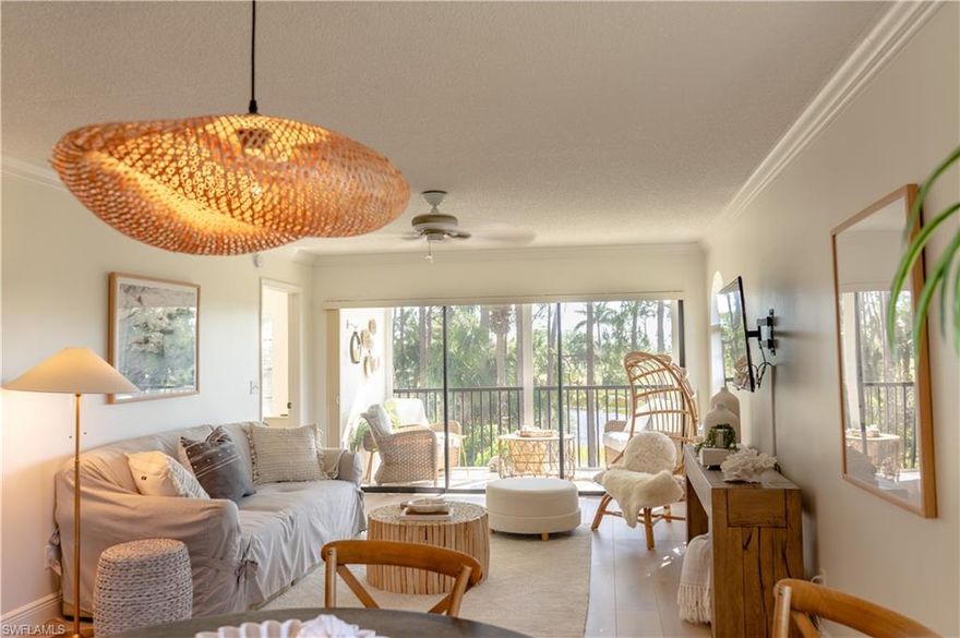 265 Deerwood Circle #10 is a well-appointed second-floor condominium located in the Glen Eagles community within Lely Resort, Naples, Florida. This end-unit condo offers 2 bedrooms and 2 bathrooms across 1,179 square feet of living space. The unit features a split floor plan for privacy, updated kitchen and bathrooms with quartz countertops, and a screened-in lanai overlooking the lake, landscaping, community pool, and golf course. Residents have access to a newly renovated clubhouse that includes an award-winning restaurant, bundled golf, a resort-style swimming area with a gazebo, lap pool, outdoor hot tub, spa, fitness center, and lighted tennis, pickleball, and bocce courts. The property is steps away from the community pool and hot tub, and the beautifully maintained grounds are ideal for leisurely walks. Please note that pets and smoking are not allowed in this unit.