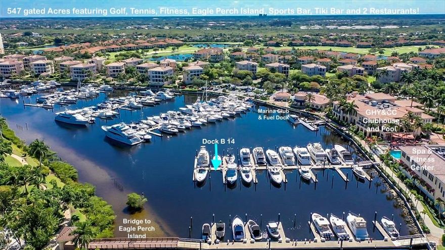 Hands down the best 48' slip available coveted B dock with gorgeous sunset views ~easy docking on windy days! 48’ B-14 will accommodate a boat up to 51’8" with approved variance, maximum beam is 18’, B Dock is conveniently located near parking, the Marina Center,  the Country Club, Fitness Center, the Waterside Grille and Johnny Browns Restaurant (Country Club Membership required), Condo Assoc fee $1495 a quarter and includes use of the Marina Center. $150 application fee once, non-residents pay $286 annually to the Master Association for community access. Concrete floating docks with water and electricity. The marina has a pump out, a fuel dock with gas and diesel, laundry, showers and full time staff 7 days a week. Limited Time Offer – Sports Membership Joining Fee Reduced by $32,000! Take advantage of Gulf Harbour’s temporary promotion—secure a Sports Membership for just $20,000 (normally $52,000)! Private club memberships available separately, offering championship golf, 8 Har-Tru tennis courts, a state-of-the-art wellness center, fine dining, and an active social scene. Most of the stated beam width has been measured by marina staff but some of the beam width have not been measured so the developer numbers are stated. The Gulf Harbour Marina located on the Intracoastal Waterway about 4 miles to the Gulf Of America. https://www.gulfharbourmarina.com