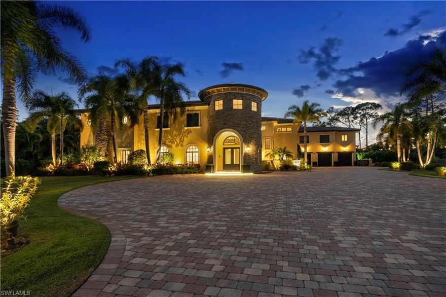 A truly gracious triple gated country estate situated in the heart of Naples only minutes to great restaurants, shops and the beach. This french inspired 2-story family home is encompassed by 3.29 acres of gloriously manicured lawns, hedgerows and exotic trees, allowing for total privacy from all 4 sides of the property. The house is filled with surprise features with automated blackout shades in the Master suite, temperature controlled dual wine rooms, a 12-seat home theatre, a gallery library, chef’s kitchen with thermador and sub-zero appliances, a walk in pantry, whole house generator, reverse osmosis system, tankless hot water heaters, interior and exterior smart security system, tennis court with basketball hop, pool, spa and in addition to the 3-car attached garage, is a vast workshop with 14x14 and 16x10 doors, storage loft, built in cabinets, perfect for storing a Car collection, RV or boats. Need extra room for extended family to stay? The partially renovated guest house adjacent to the main house is the perfect solution! The main house sits on 1.59 acres and the guest house is on 1.75 acres the parcels could be subdivided to create two distinct Estates. Come take a look!
