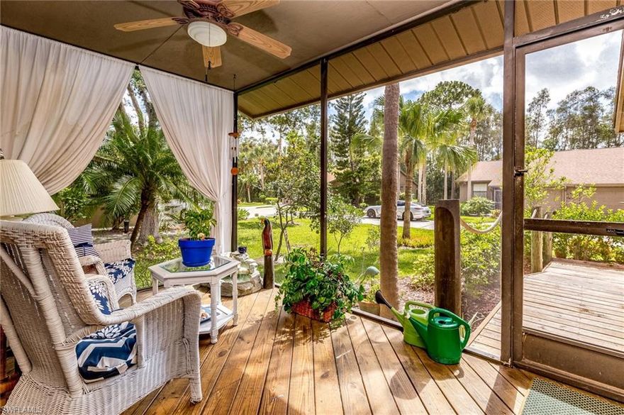 OUTSTANDING OSPREY!! GREAT HOME AT A GREAT NEW PRICE WITH GARAGE! THIS IS A 55+ COMMUNITY : ) Welcome to this wonderful move in ready home with popular open floor plan, 2 spacious covered outdoor areas, large one car garage and lots of Florida sunshine! Select home features include large kitchen with ample granite topped counter space open to the family room, beautifully updated bathrooms, high vaulted ceilings, plenty of natural light with perfectly placed skylights, large windows and sliders and upgraded fans and light fixtures throughout. Exterior features include incredible outdoor space including a warm and inviting screened in front porch, large rear screened lanai for you to enjoy your morning coffee or afternoon unwind, lush tropical views and attached garage. Island Park Village offers an incredible low maintenance "Old Florida Lifestyle" in a great lush perfectly placed location at an outstanding value. Home is near shopping, dining, restaurants, movie theater, walking trails, parks and SW Florida White Sand Beaches. Amenities include community pool, hot tub, tennis courts, fitness room and billiards. Call for your private showing today!