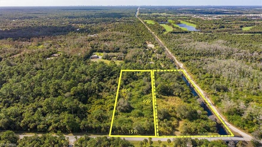 L4303 - 2.27 Acres of GORGEOUS land for your dream home West of Wilson Blvd.  Adjacent canal front parcel of 4.02 Acres to the north is also available for a combined 6.29 Acre site or keep them divided and build on both! The properties are just over 4 miles from Collier Blvd & the same distance from Vanderbilt Beach as Twin Eagles and Valencia Trails. Just 2.5 miles to Walgreens, gas, groceries & dining… and just 8.5 miles to I-75 & all Southwest Florida has to offer!