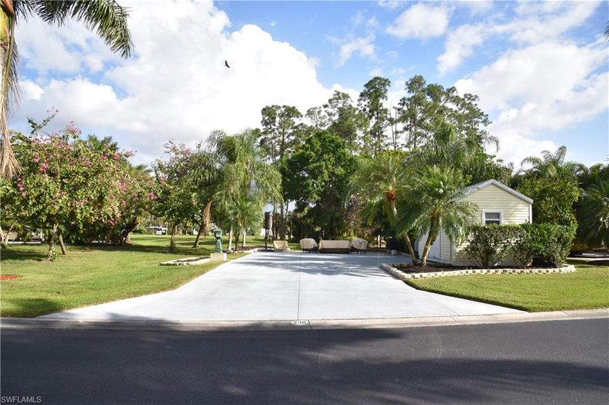 Lot 238 Feels like a spacious property due to the amount of common area surrounding it. With beautiful flowering trees on the property to your left and Loads of commons space out the back of the lot. The front of the property has no neighbors directly across the street either, MORE Commons space. The coach house interior has a fresh coat of paint in living area and is very light and airy. Just off the back yard is grand lake where your spend afternoons watching remote control sail boat from time to time. Riverbend is a Golf cart & pet friendly community. Located on the banks of the Caloosahatchee River with a private boat ramp, Large pool, bocce, shuffleboard, putting green, horseshoes, hot tubs, Clubhouse overlooking river, covered picnic area, exercise room and community laundry room. 8 Pickleball courts open year round. R/C racetrack, hobby train under the oaks, billiards, bingo, R/C boating club, and many fun activities are offered during peak winter season.