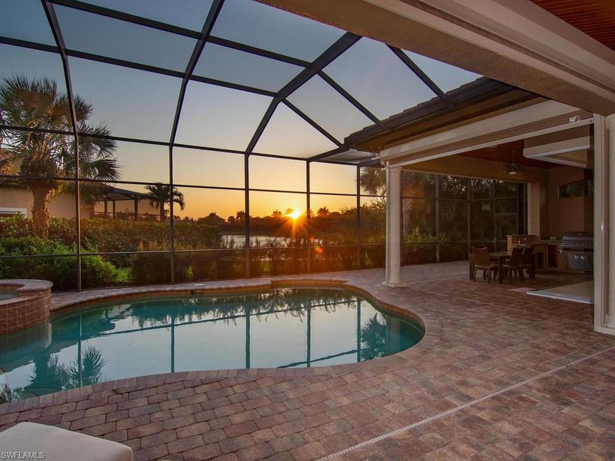 Come enjoy the magical private sunset views from this well appointed, professionally decorated Westchester Estate TURNKEY home located at the tip of a long lake within the double gated Majors at Lely Resort. This 5 Bedroom plus den, 5 Bath updated and remodeled home features new HVAC systems, electric screen hurricane shutters, full summer kitchen, gourmet kitchen, fresh paint, double master bedrooms, wood plank lanai ceiling, elegant chandeliers, upstairs balcony and much more. Enjoy the highly renowned Players Club and Spa which offers resort style swimming pools with waterfalls and kids area, state of the art tennis facility, 3,500 sq. ft. fitness center, restaurant, tiki bar, pool room, theater room, and Spa. Lely Resort is also home to three Championship 18 hole Golf courses.