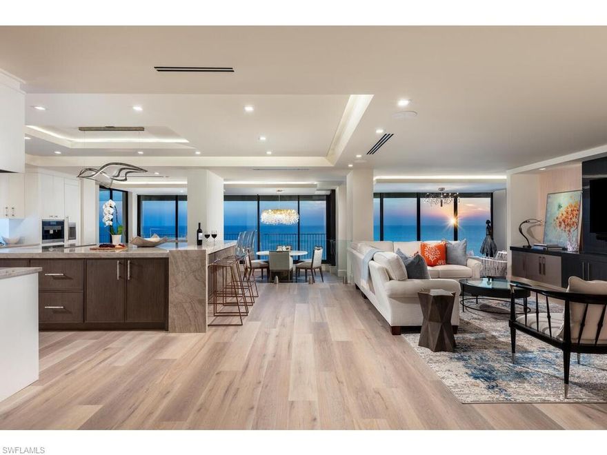 Stunning (2022 CBIA Sanddollar Design Award Winner), new beachfront 3-bedroom condo with fabulous Park Shore dining & shopping nearby • Turn-key sale (furnishings & decor) • 17th floor, 2734 sq/ft condo has it all • Open layout with amazing west-facing vistas • High-end finishes, design, and appointments throughout • Floor-to-ceiling sliding wall impact glass terrace • All-new construction • Newly furnished • Miele/Thermador appliances • Unique halo lighting schemes throughout • Fiber WiFi and cable included • 2 upper parking ramp spots Park Plaza features: • Impressive lobby atrium and fountain • 24-hr gate and lobby security (with site patrol) • Heated pool, hot tub, and bar pavilion with grills • (Soon-to-be-new) infinity heated pool (with lap lane), hot tub, and pavilion with grill/dining areas • Rooftop terrace, lounge, and tanning area • 2 pickleball and 2 tennis courts with grill/dining area • Gym/steam/sauna/locker rooms • Beautiful party room with full kitchen and bar • Large theater, game/billiards room, and library • Kayak/paddleboard/bike/beach chair storage • Responsive bldg mgmt.