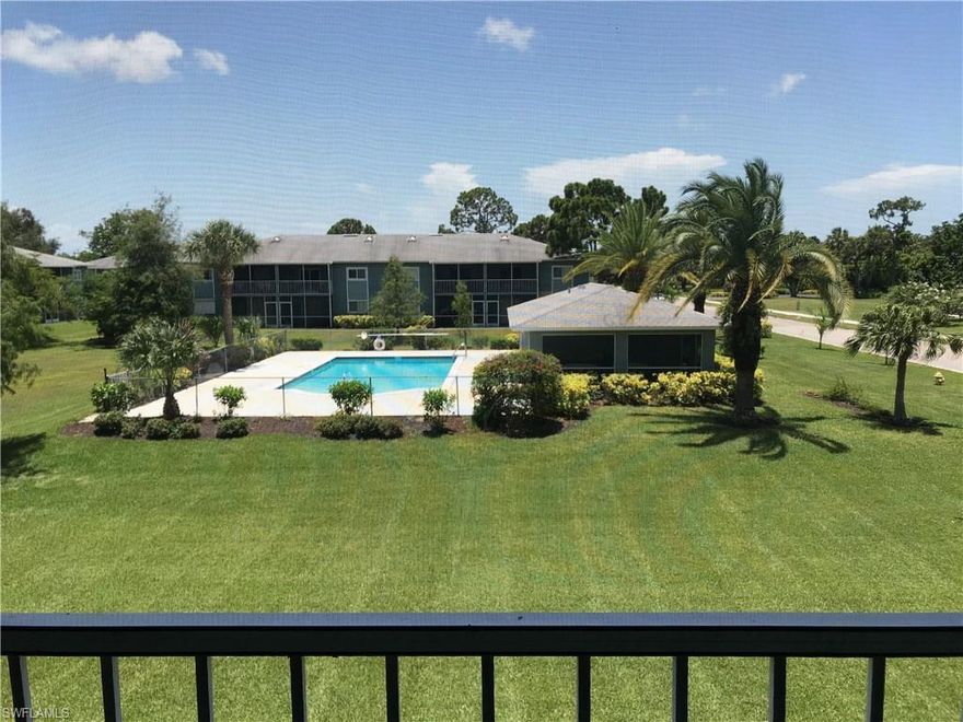 Perfect condo for you or perfect rental investment property. Offered Partially furnished.  One of the LOWEST CONDO FEES in Naples.  FANTASTIC LOCATION IN THE HEART OF NORTH NAPLES - PALM RIVER! Lowest Priced Condo in Naples Keep - Priced to Sell! 2 bedrooms/ 2 bathrooms with open living room/ dining room and kitchen with breakfast bar. Top floor unit southern exposure and views of pool. Quiet community in a fantastic area of North Naples with community pool. Short drive to the beach, Mercato and walking distances to restaurants and shopping! Wonderful unit for season residents or full-time residents.