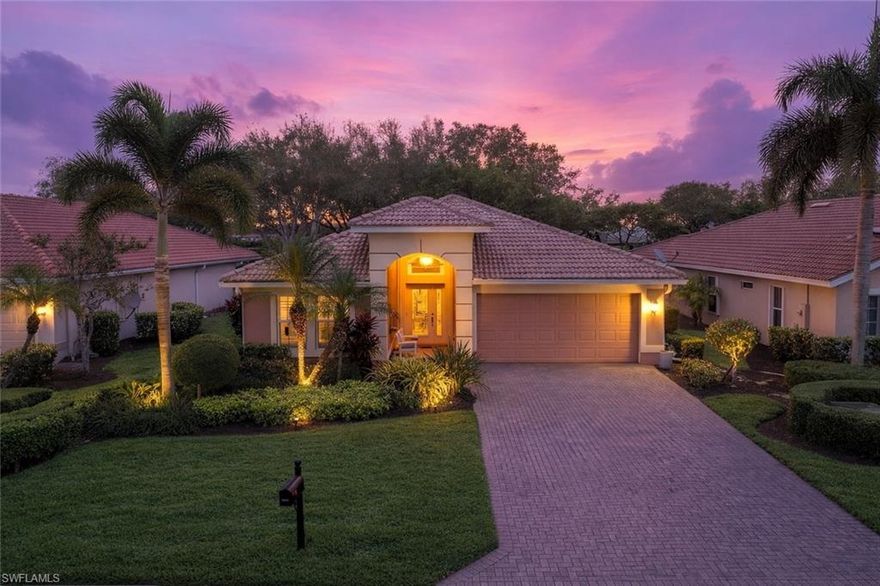 Welcome to 19742 Villa Rosa Loop, a thoughtfully upgraded Brevia model featuring soaring volume ceilings and a bright, open concept layout. Meticulously maintained and designed for both comfort and functionality, this 3 bedroom, 2 bathroom home offers a refined yet livable space. A complete kitchen remodel in 2018 introduced modern finishes and enhanced functionality, complemented by fully renovated bathrooms completed the same year. Major system improvements include a WHOLE HOUSE GENERATOR and water filtration system (2018), along with a whole house surge protector installed in 2021. The outdoor living space has been equally well considered, featuring an extended lanai that was re-screened in 2018 and equipped with hurricane roll down protection, creating a comfortable setting for year round enjoyment. The spacious backyard offers ample room to design and build a custom pool, allowing for future customization without compromise. Ideally positioned within close proximity to the community amenities, you are just moments from the clubhouse, fitness center, pool and spa, tennis and pickleball courts. Furniture is negotiable, offering a truly move in ready option at an exceptional value. Located in The Reserve at Estero, a natural gas, 24 hour guard gated community, residents enjoy resort style amenities including a clubhouse, fitness center, pool and spa, tennis and pickleball, and a vibrant social atmosphere. All just minutes from Coconut Point, RSW Airport, FGCU, and Southwest Florida’s beautiful beaches. A compelling combination of a sought after floor plan, thoughtful upgrades, and an exceptional location.