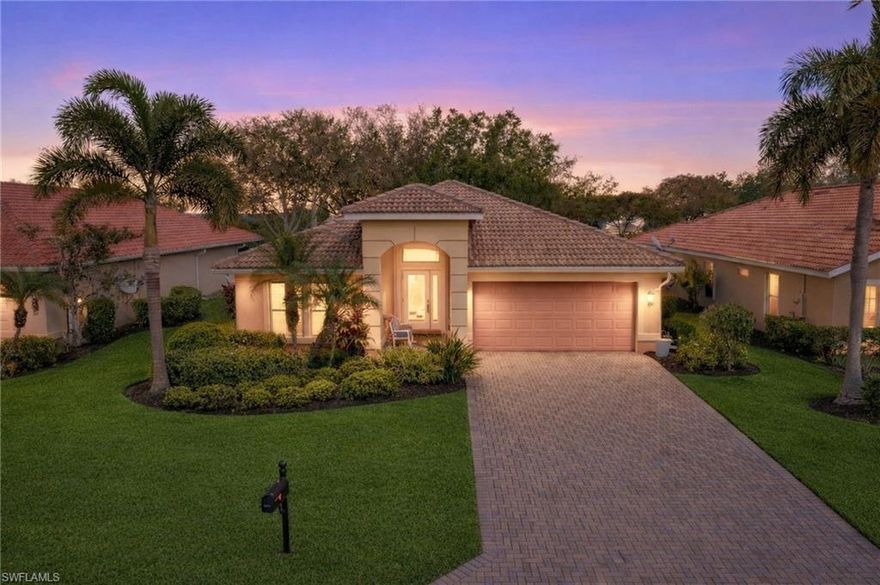 Welcome to 19742 Villa Rosa Loop, a thoughtfully upgraded Brevia model featuring soaring volume ceilings and a bright, open concept layout. Meticulously maintained and designed for both comfort and functionality, this 3 bedroom, 2 bathroom home offers a refined yet livable space. A complete kitchen remodel in 2018 introduced modern finishes and enhanced functionality, complemented by fully renovated bathrooms completed the same year. Major system improvements include a whole house generator and water filtration system (2018), along with a whole house surge protector installed in 2021. The outdoor living space has been equally well considered, featuring an extended lanai that was re-screened in 2018 and equipped with hurricane roll down protection, creating a comfortable setting for year round enjoyment. The spacious backyard offers ample room to design and build a custom pool, allowing for future customization without compromise. Ideally positioned within close proximity to the community amenities, you are just moments from the clubhouse, fitness center, pool and spa, tennis and pickleball courts. Furniture is negotiable, offering a truly move in ready option at an exceptional value. Located in The Reserve at Estero, a natural gas, 24 hour guard gated community, residents enjoy resort style amenities including a clubhouse, fitness center, pool and spa, tennis and pickleball, and a vibrant social atmosphere. All just minutes from Coconut Point, RSW Airport, FGCU, and Southwest Florida’s beautiful beaches. A compelling combination of a sought after floor plan, thoughtful upgrades, and an exceptional location.