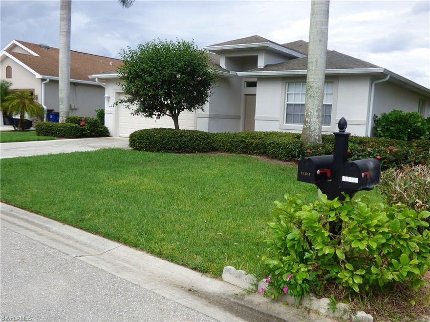 It is a WOW! 3 bedroom plus den(could be a 4 bedroom-add a closet) with very open floorplan and best waterfront view in neighborhood. Its a great gated neighborhood with community pool and monthly fees only $90/month. Home has tile on diagonal and upgraded appliances. Beautiful furniture could be available separately.