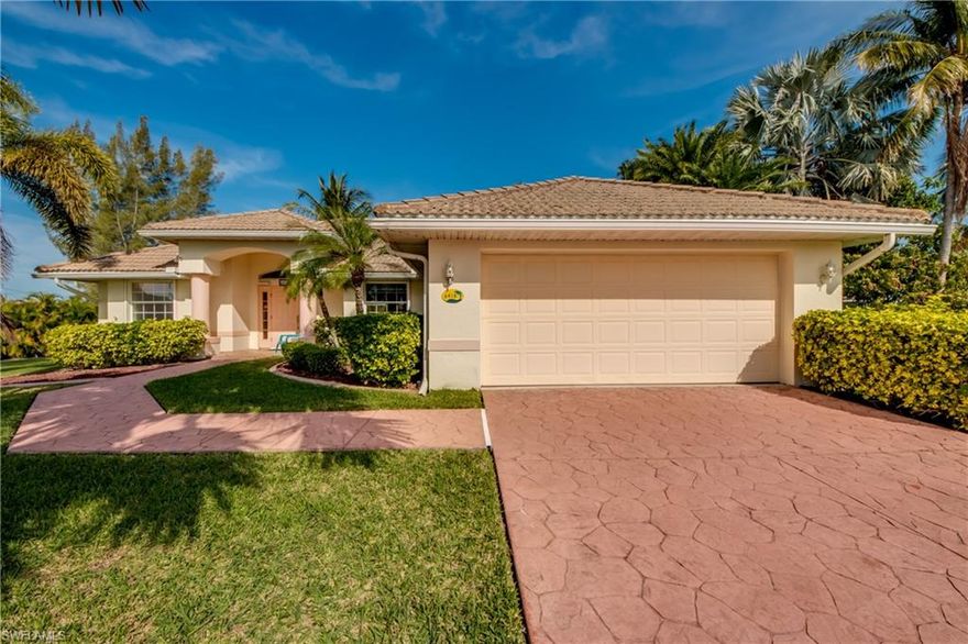 One of Cape Coral's best valued gulf access single family home on a 15,000 SFT lot! Sold Turnkey. This Western exposure pool home is open, light and bright. A desirable open floor plan and 3 generously sized bedrooms plus a den and 2 full bathrooms. The kitchen has granite countertops, Pantry and great views of the heated pool and canal. The Breakfast Nook can be Informal or Formal, with bay window and sliding glass door views of the water!  The Master bathroom has luxurious features such as his and her sink, soaking tub, shower and walk in closet. Florida living is all about the outside and this home offers an incredible outdoor living area with gorgeous pool and enough space for entertainment. This property is located in highly sought after SW Cape Coral area, surrounded by well cared for homes and only 5 minutes away from Cape Harbour. This makes a great investment or could be your wonderful new home in paradise! A/C from 2016, newer water heater, newer pool heater, tile roof.