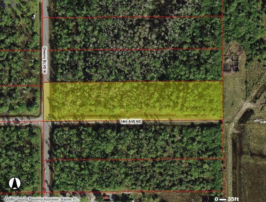 **LOCATION**
Calling all investors!! Beautiful 3.44 acres lot located on the corner of 14th and Desoto Blvd N. PRIME location with new development in the works to make the values increase!! Build your dream home on private acreage and enjoy all of the perks of country living in the Golden Gate Estates. Less than 10 min from Publix Super Market & Neighborhood Shoppes at Orangetree, and in close proximity to schooling for young families! The opportunities are endless! Owner is selling neighboring lot (3.44 acres.) and will sell both lots as a package deal, totaling 6+ acres!!