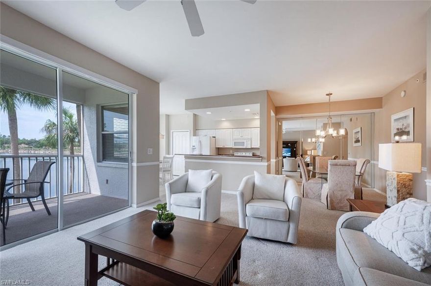 Terrific second floor open concept two bed, two bath Brookside model in fabulous Naples Heritage with a breathtaking view of the lake in Stoneybrook . This condo is move in ready. Granite countertops in kitchen. Championship golf, clubhouse with outdoor dining, resort style pool with dining, fitness center with classes, tennis complex, pickleball courts, bocce ball…Naples Heritage has it all! This lovely and well appointed condo is ready to be lived in while enjoying all Naples Heritage has to offer. No road noise near this condo in secluded Stoneybrook. The sunsets from the lanai overlooking the lake are majestic. Fitness center in the morning, followed by a round of golf, then take short drive to the fabulous Naples beaches, before returning to the club for dinner with friends. Close to downtown Naples with its shopping, restaurants and entertainment. Live the Naples lifestyle in fabulous gated Naples Heritage. Come see what everyone is talking about in Naples Heritage.