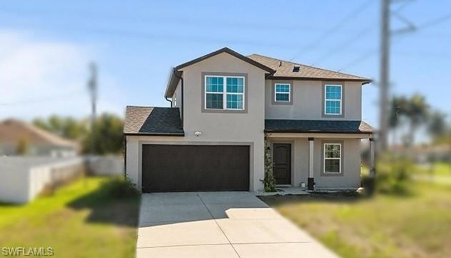 Wow!  Assumable FHA Loan at only 3.15% Low Rate! What a Great Opportunity to Own this Two-Story Home on an Oversized Corner Lot that is Fenced and ready for your growing family now!  Plenty of room to play in the yard or to add a pool!  The Roof and Fence were added in 2023!  With over 1,700 square feet of space, this big home offers an open kitchen with Great Room floorplan, along with a large formal dining room. Wood floors throughout! Modern light fixtures set the tone as the Kitchen has beautiful cabinets and countertops.  The bedrooms are located upstairs along with another open area that could be used as an Office or exercise area. This home is conveniently located next to the industrial park and offers quick access to Del Prado and Santa Barbara Blvds. to go anywhere in this Growing area of the City and is a must see!