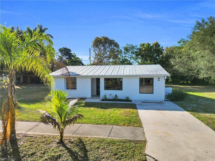 Discover The 4b2b 1400 SQFT beautifully renovated home on oversized 0.42 acres lot minutes near Downtown Fort Myers and 75 exit provides option for Guest House or Pool or Gardening. 
This property has been fully updated from top to bottom, including new impact windows providing peace of mind during Hurricane Season, electrical system, plumbing, HVAC ducts, flooring, drywall, and fresh interior and exterior paint. The brand-new kitchen features modern cabinetry, sleek countertops, and updated lighting that enhances the open and functional layout—perfect for everyday living and entertaining. Stylish new light fixtures throughout create a warm, inviting atmosphere, while quality finishes tie all spaces together seamlessly. This move-in-ready home offers 4 bedrooms, 2 bathrooms, tile flooring throughout, and a split-bedroom layout. Enjoy the convenience of city water and sewer, allowing buyers to personalize the kitchen of appliances of their choice with generous Buyer Credit.