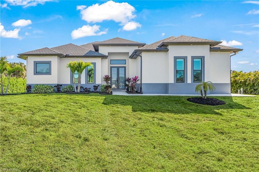 Set on a private 2.27-acre dry lot, this beautifully designed 3-bedroom plus den single-family residence, built in 2022, offers modern comfort, thoughtful upgrades, and exceptional outdoor amenities—perfect for those seeking space, privacy, and flexibility.

The interior features tile flooring throughout, plantation shutters, elegant tray ceilings, and custom built-ins, creating a refined and welcoming atmosphere. The living room and kitchen are accented with custom wood wall trim, while the dining room showcases classic wainscoting, adding architectural interest and timeless style. A dedicated den provides the ideal space for a home office, media room, or guest retreat.

The spa-like primary suite is a true sanctuary, complete with a luxurious bathroom offering a separate shower and soaking tub, dual vanities, and serene finishes designed for relaxation.

Outdoor living is exceptional, featuring a custom Edgewater-designed saltwater pool with a sun shelf, raised planters with cascading waterfalls, and a full 20/20 screened enclosure. The pool is heated and fully wireless controlled, making year-round enjoyment effortless. Extensive mature landscaping, a full irrigation system, and rear landscape lighting create total privacy and a resort-style setting.

Additional highlights include:

Enclosed whole-house reverse osmosis system

Fenced and roofed mechanical area for pool and R/O equipment

RV/Boat carport with extra height, easily convertible to an enclosed structure, equipped with 50-amp power pedestal and R/O water supply

Google Nest doorbell and security cameras with integrated lighting

Oversized garage with R-30 ceiling insulation and upgraded exterior garage door insulation

Combining modern construction, high-quality finishes, and expansive outdoor space, this property offers a rare opportunity to enjoy privacy, versatility, and contemporary living—all within a thoughtfully designed home built for today’s lifestyle.