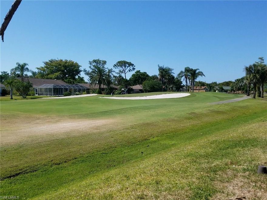 Great golf course view! Super clean 2 BR 2 BA Villa with vaulted ceilings in family room, attached garage. Granite kitchen with new appliances. The entire condo has attractive diagonal tile flooring. Master bedroom has walk-in closet.  New washer and dryer and pull down stairs to floored attic storage. Very convenient location to beach and shopping. See it Today!!