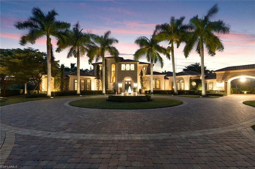 Tour through this 5+bd Mediterranean estate to appreciate the exquisite details & tranquil spaces in every turn throughout this oasis. Grand foyer with marble floors & iron stair rail. Galleria hallway leads to private spacious master suite with his & hers bathrooms, oversized walk in closets & access to secluded outdoor spa. Take the elevator to the 2nd floor featuring 2 bdrms, loft with bar & rear balcony. Formal dining & living room appointed with hand painted groin vault ceilings & flanked by columns with butlers pantry & bar area perfect for entertaining. Gourmet kitchen is rich in style & function with oversized granite island, updated cabinetry, stone backsplash, double oven & gas cooktop with griddle. A wine lovers dream with a full climatized wine room adjoined with tasting room with stone walls & floors created from flattened wine barrels.  Enjoy the enticing outdoors with 90 degree disappearing sliders which leads to covered outdoor dining and kitchen, fireplace, infinity edge lap pool, spa & water fountain overlooking the golf greens & private preserve. Mediterra offers two Tom Fazio-designed golf courses, Clubhouse, beach club, Fitness, Spa, Bocce, Tennis & Pickleball.