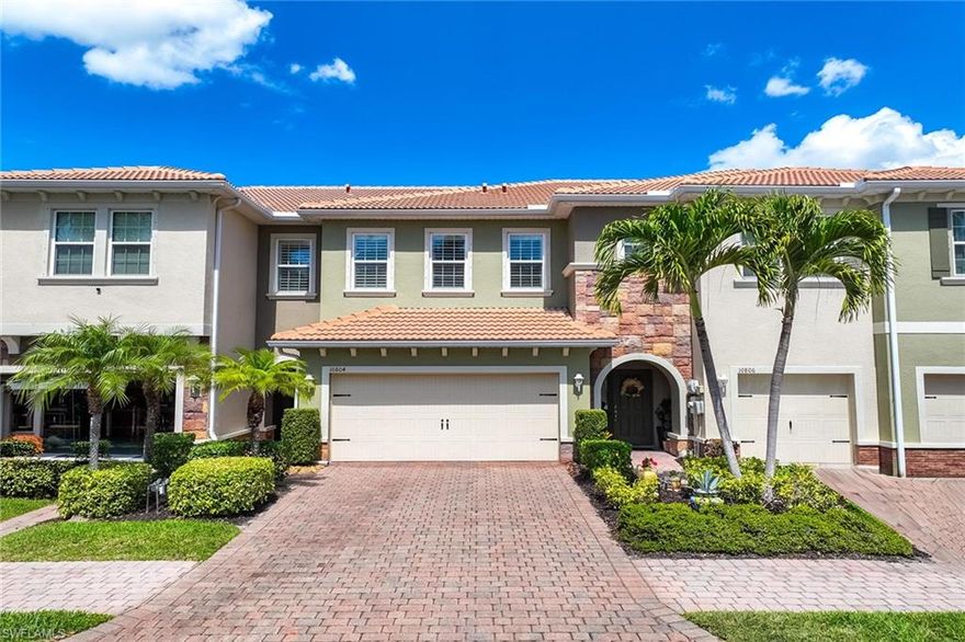 Discover contemporary townhome living in Cordera, a gated community in Bonita Springs. Built in 2016, this two-story residence offers three bedrooms, two-and-one-half baths and approximately 1,826 square feet of thoughtfully designed living space with lake and fountain views. The open-concept floor plan connects the kitchen, dining and living areas, creating a comfortable setting for everyday living and entertaining. The kitchen features granite countertops, 42-inch cabinetry and new stainless steel appliances, complemented by tile flooring throughout the main living areas and newer carpeting in the bedrooms. Sliding glass doors open to a paved lanai with northern exposure overlooking the community lake, providing a peaceful outdoor space to relax. Upstairs, the spacious primary suite includes a walk-in closet and an updated en-suite bath with dual sinks. Additional features include a second-floor laundry room, new water heater and an attached two-car garage with electric car charger. Residents of Cordera enjoy access to resort-inspired amenities, including a clubhouse, fitness center, pool and grilling area surrounded by landscaped grounds. The community’s location on Imperial Parkway provides convenient access to Coconut Point Mall, historic downtown Bonita Springs, Everglades Wonder Gardens and Bonita Springs Public Library. Nearby attractions include Florida Gulf Coast University, Hertz Arena, Southwest Florida International Airport and beaches along the Gulf of Mexico. Offering convenience and lifestyle appeal, this Bonita Springs townhome presents an opportunity to enjoy lake views, community amenities and proximity to the shopping, dining and coastal recreation that define Southwest Florida living.