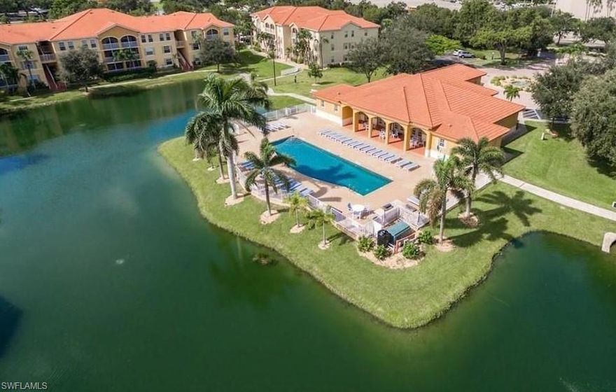 This 2 bed 2 bath 1st floor condo is a hidden gem in Fort Myers (city) at The Residence Condominiums.....you can see the curb appeal from the moment you drive onto the circular paver driveway with a center fountain in front of the communities clubhouse. The center piece of the property is a beautiful lake with two large water displays all surrounded by lush landscaping. This property is best described as a little oasis in the city. This unit has new shaker kitchen cabinets installed along with new granite countertops, tile throughout the main living area and carpet in the 2 bedrooms, new ceiling fans, lights along with a screened lanai and laundry room with washer and dryer in the unit, both AC & hot water heater installed 2020,  As a resident you will enjoy all the amenities this great community has to offer (fitness center, billiards along with a beautiful heated pool and stainless steel grills). This community is clean and safe and with low condo dues....whether you are looking for an investment or simple condo living, you will enjoying living here for less than it costs to rent. Do not pass this community by without taking a look, you will not be disappointed.