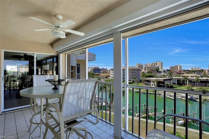 You won’t want to miss top floor, end unit with great views overlooking wider canal and Marco Island. This 2 bedroom, 2 bath updated South End condo provides good space and functionality. Relax in this spacious unit offering tile and wood flooring, custom cabinet, granite and more. This unit also comes with its own private garage and dock with lift and it’s conveniently located in walking distance to Caxambas Park and Marco Island’s fabulous crescent beaches.