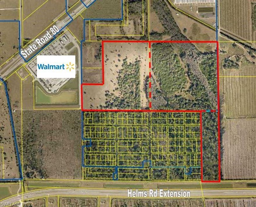 With close proximity to new Helms Road Extension, Walmart, Tractor Supply, and stop light at SR 80 W, this property consists of three parcels which total 85+/- acres. Property currently zoned Agricultural for low-low taxes (2021 taxes were $1,212.07).
