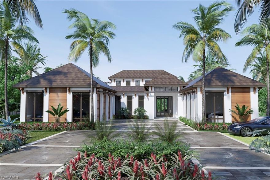 This unique home with a contemporary flare was designed by Kukk Architecture, appointed by Freestyle Interiors, and was meticulously crafted by A. Vernon Allen Builders. Elegantly finished in organic earth tones of taupe, bronze, gray, and walnut it exudes warmth. A harmonious selection including textures of wood, dimensional stone, geometric shapes and forms flow from the exterior into the interior. Warm café oak flooring, walnut wood entertainment and bar cabinetry with back lit honey onyx in the 20’ high cupola great room flooded with natural light is quite spectacular. The large gourmet kitchen in white and walnut cabinetry is a focal point at one end of the grand great room.  Generous private master suite that seems to hover over the waterway, three guest bedroom suites and a private study make this a phenomenal layout. Wonderful water vistas, massive pool area, gracious covered outdoor living and a 2nd level sun/view terrace complete this new construction opportunity. Direct Port Royal Club membership property.