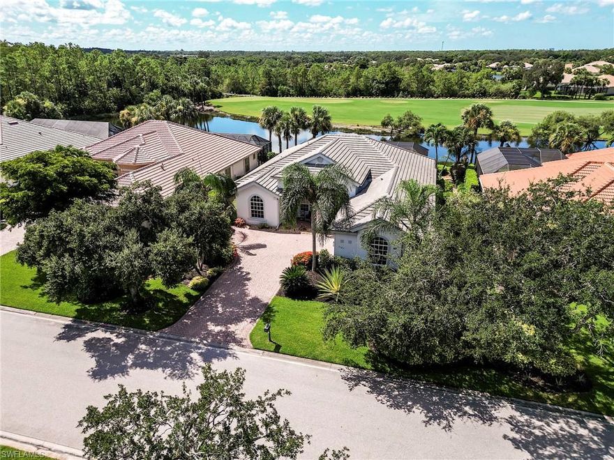 Skip the line, and head directly to the tee box with the option to purchase a full-golf membership to Shadow Wood Country Club with the purchase of this beautiful home! NO WAITLIST NECESSARY! Amazing WIDE Lake view to South #12’s fairway. Recently painted, refurbished lanai cage with picture window and new roof. Whole house generator, StormSmart kevlar electric shutters. Electric and solar heat to the pool and spa. This 4BR+Den/3BA home is located on a super quiet lot in the highly desirable Cedar Glen neighborhood, which is minutes to the main clubhouse and all of its amenities. Natural gas generator. Private, quiet lanai. Fiber to the home provides lightning fast internet and television. Member owned Shadow Wood Country Club offers 54 holes of championship golf, 2 club houses, 9 Har Tru tennis courts, bocce, outdoor fire pits, access to a private beach club, fitness center, full-service spa, pickle ball, and private restaurant. New Lifestyle Amenity Center will add 2 resort style pools with zero-depth entry, lap lanes and dedicated kids pool, poolside restaurant & bar, 6 indoor pickleball courts, new racquet pro shop and a grab & go cafe. Great location close to shopping, airport, beaches and much, much more. THIS HOME IS A MUST SEE!