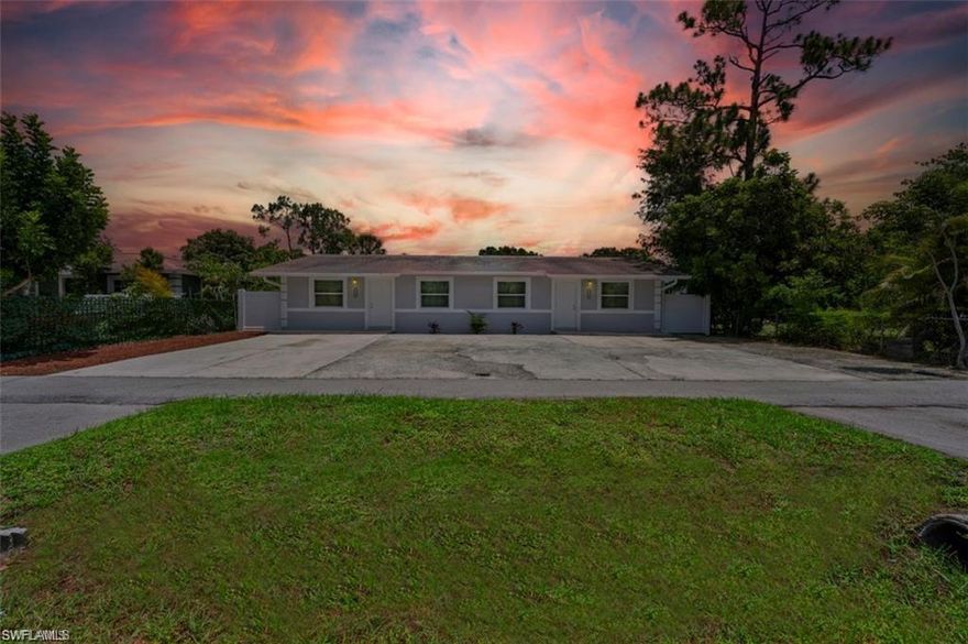 This is the Duplex $ Income Opportunity you have been waiting for! Carefree and Easy ownership because this duplex is Completely Remodeled! Live on 1 side or Rent both or Airbnb! 2 Bedroom/1 Bath Each Side Stripped to the studs this duplex features all new interiors, Freshly Painted Inside and Outside, New Windows (Jeldwen Prem. Atlantic) In All Openings, Fenced in Back Yard, New Grass Back Yard & watering system, New Gutters, New Flooring all rooms, New Doors, New Ceiling LED Pin Lights throughout, New Tall Kitchen Cabinets, New Quartz Countertops, New Deep sinks, New Stainless Appliances with Dishwasher/Garbage Disposals, New Bathrooms and New Tub/showers, New Plumbing Throughout, New Electrical Boxes each unit, Individual Water meters and Individual Electric Meters for each unit, New Panoramic frameless Screens on each porch, New Washer/Dryer Each Side, New Central AC and New Ductwork each side, Concrete Block Construction, 2016 Roof, Generous Front Parking areas with room to add a fence at front of property. High Demand area for annual year round renters. This area also attracts pickleball players for short term housing opportunity rentals airbnb!