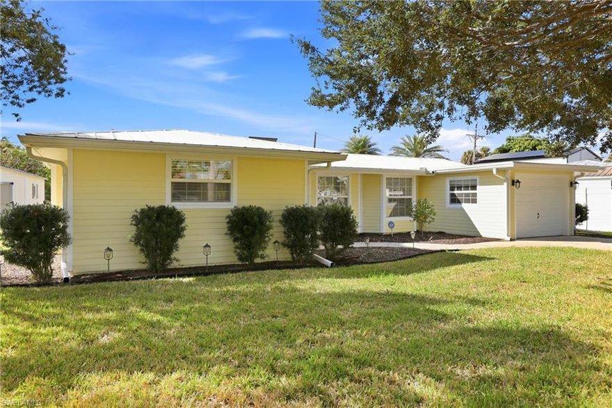 PERFECT GOLDILOCKS HOME! NOT TOO BIG NOT TOO SMALL! JUST RIGHT!  Welcome to easy Florida living at 2263 Club House Rd! This beautifully updated 2-bedroom, 1-bath single-family home offers about 1,100+ square feet of perfectly dialed-in space — Completely redone from top to bottom, this direct Gulf access home is move-in ready with new appliances, new total appliances package, new custom kitchen cabinets, stylish tile flooring, and a fresh, modern feel throughout. New window and doors, totally stylish new  bath with enlarge shower, closet organizer AND metal roof. Step outside to an open, western-facing backyard with gorgeous mature landscaping, privacy landscaping,plenty of room to add a pool, and a large shed that’s perfect for tools, kayaks, fishing gear, or all the toys that come with the Florida lifestyle. Enjoy low taxes, a quiet and friendly neighborhood, plus a nearby community park and boat ramp that make getting on the water quick and easy. The voluntary HOA is only $200 per year — yes, per year! Located in North Fort Myers, you’ll love the relaxed pace, convenient access to downtown Fort Myers, shopping, dining, and some of the best boating and fishing Southwest Florida has to offer. Whether you’re a first-time homebuyer, downsizing, or looking for the ultimate low-maintenance waterfront lifestyle, this Goldilocks home truly checks all the boxes.