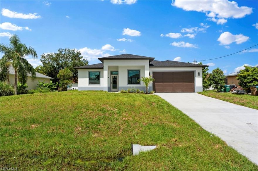 This property is new construction. Located in Cape Coral. Boasts 4 spacious bedrooms and 2 bath, with car garage space for 2 and large driveway. Could be considered as a Rent to Own option.