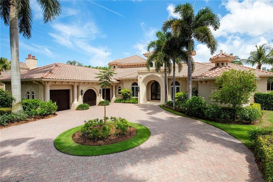 Beautifully sited at the end of a cul-de-sac along the award-winning Tiburón golf course and a natural preserve attracting tropical birds is this exquisite Escada home. Masterfully designed with finishes by Artisan’s Guild and other fine craftspeople. The first-floor master suite boasts elegance in a tranquil setting. Two offices, a guest suite, living room, formal dining room, large family room and kitchen, pool bath and powder bath complete first-floor living. A large alcove in the second office may be converted to a closet, creating a fifth bedroom. The theater room, two guest suites, serving bar with ice maker and dishwasher and powder bath are part of second-floor living. A magnificent kitchen awaits the chef in you. Snaidero cabinetry, removable counter-height bar table and chairs, La Cornue stove, gas cooking, two dishwashers and masterfully designed storage throughout. Features include floor-to-ceiling impact-resistant glass, gas-operated generator, four air conditioners, a three-car air-conditioned garage and central vacuum. The picturesque outdoor oasis highlights the stunning pool and spa, expansive stone decking, outdoor kitchen and lush, beautiful landscaping.