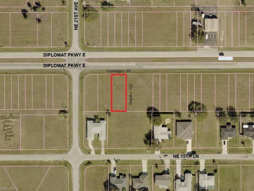 Clear Vacant Lot conveniently situated on a major corridor in Cape Coral and Easily Accessible from Ft Myers, North Ft Myers, and Punta Gorda/Charlotte County. Zoned for Commercial-Professional, with 6,750 SqFt, this lot allows for plenty of options.  Close to Veteran Administration Center and residences. This rapidly-developing area is an Excellent Location for your commercial or professional business. Make your dream of owning a business AND THE LAND a reality!  No-flood Zone. No endangered species.