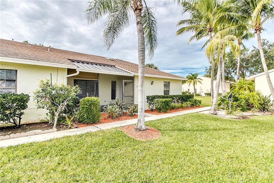 Move in today and enjoy the good life in SW Florida. Walk / bike to Cape Harbour from this 2 bedroom 2 bathroom condominium in SW Cape Coral. New paint and tile throughout this unit. The Courtyards of Cape Coral is a hidden gem in the SW - south of Cape Coral Pkwy just off Chiquita and so, so convenient. Restaurants, shopping, including Publix and Walgreens, all within walking distance. Ground level for very easy access. The unit includes: all tile throughout (no carpet or vinyl), screened and tiled lanai, neutral paint, vaulted ceilings, skylight in the living room, ceiling fans, separate laundry room, open layout - all on one level. All appliances included. Community is very quiet and includes a large community pool, clubhouse, shuffleboard, racquetball, and grills. Be sure to check out the virtual tour for pictures of the amenities as well as the unit. Call today for your private viewing.