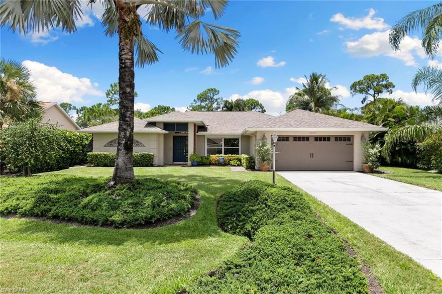 Beautifully Renovated Home Just Minutes from Bonita Beach – Rare Custom Upgrades! Welcome to this beautifully renovated 3-bedroom, 2-bathroom home with an oversized 2-car garage, ideally located just minutes from Bonita Beach and downtown Bonita Springs—offering easy access to top-tier shopping, dining, and entertainment.

Step inside to find a stunning kitchen featuring a Viking refrigerator and dishwasher, custom Adornus cabinetry, and a spacious walk-in pantry. The home boasts wire-brushed oak flooring, poplar baseboards and trim, and custom window treatments and shutters throughout, adding a touch of elegance and warmth.

Relax in the inviting living area complete with a custom Wenge Wood entertainment wall. The guest bathroom showcases marble flooring with a brass inlay, adding a luxurious touch. Throughout the home, you’ll find designer-level finishes rarely seen in properties under a million, making this residence truly one-of-a-kind.

Step outside to an immaculate fenced backyard with lush, professional landscaping, mature fruit trees, and plenty of space to relax, entertain, or soak up the Florida sunshine in complete privacy.

Additional upgrades include all-new plumbing and two solar attic exhaust fans. This home seamlessly blends craftsmanship, comfort, and convenience—ready for you to move in and enjoy the best of Southwest Florida living!