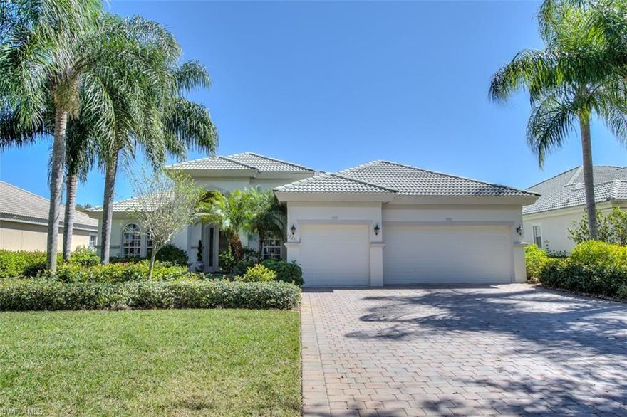 Perfect floor plan for today’s lifestyle. This rarely available pristine Verano model home features 3 bedrooms plus den, 3 baths, large great room and 3 car garage. This home is located in the very desirable Kenwood neighborhood at Shadow Wood Country Club. The professionally decorated great room with updated neutral colors leads to the spacious lanai with fabulous lake views. Large open kitchen has breakfast bar and nook. Interior upgrades include tile flooring with inlays, tray ceilings, plantation shutters, hardwood floors, stainless steel appliances, granite counter tops, crown molding and oversized pantry. Large lanai features pool and spa with attractive water feature. Automatic and lexan hurricane shutters throughout home. Shadow Wood Country Club offers 54 holes of championship golf, har-tru tennis courts, beach club and fitness center. Located close to RSW Airport, Coconut Point Mall, Gulf Coast Town Center, Miromar Outlets and many fabulous restaurants. Enjoy all the amenities this property and Shadow Wood Country Club have to offer.