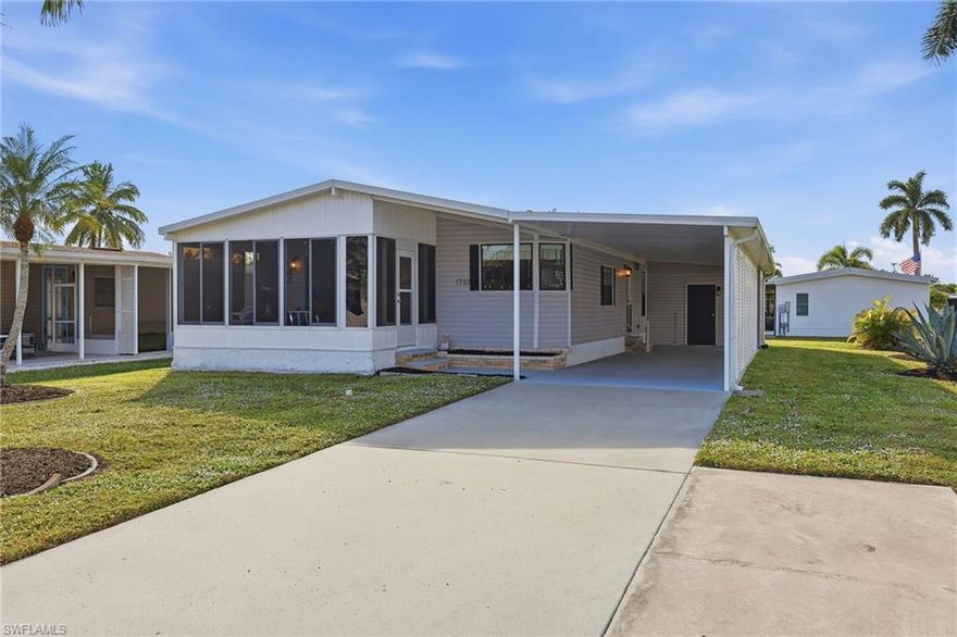 Welcome to relaxed Florida living in the Riverwood 55+ community, where comfort, ownership, and everyday ease come together. This 2-bedroom, 2-bath manufactured single-family home sits on a deeded lot you own, offering both stability and peace of mind.

Natural light fills the home, creating a warm and welcoming atmosphere from the moment you step inside. The layout feels open and comfortable, with spaces that flow easily for both quiet mornings and casual gatherings. The enclosed Florida room (2022) with sliding windows and screens is a standout feature — an ideal spot to enjoy morning coffee, unwind with a book, or open up the windows and let in the Florida breeze.

An attached storage unit adds convenient extra space, while newer washer and dryer make everyday living simple and move-in ready. Thoughtful updates throughout the home provide confidence, including a 2017 A/C, 2018 roof, and PEX plumbing completed in 2021.

Riverwood offers a laid-back lifestyle with a community boat ramp providing Gulf access at no additional fee, perfect for those who enjoy boating, fishing, or spending time on the water. With no lease restrictions, this home also provides flexibility for a variety of living needs.

Ideally located just 20 minutes from Tigertail Beach on Marco Island and the dining and shopping of 5th Avenue South, 15 minutes from I-75, and only minutes from nearby shopping, dining, and golf, this home blends peaceful community living with easy access to Southwest Florida’s best amenities.