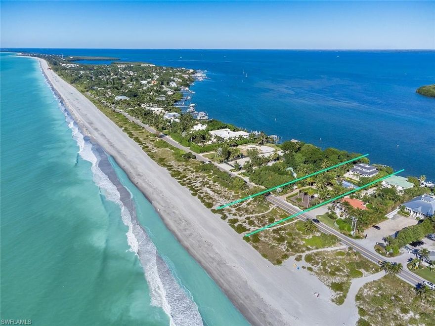 Rare opportunity to own Beach to Bay on this stretch of Captiva Island. This beautiful waterfront estate w/deep water boat dock offers nearly 4,000sq ft of living in the main house and 1,275 sq ft of living in the charming guest house. You can have it all from Sunrise to Sunset with panoramic views of the Gulf of Mexico and Pine Island Sound. The main home offers lots of spacious living, beach, and bay lanai areas, a large pool/spa and covered outdoor entertaining areas, a 3car garage, a deep water dock and lift that can support a luxury yacht and another watercraft of your desire. The home has an upscale yet casual feel and has been recently enhanced with all impact windows and doors, a New Tile roof, a beautiful Kitchen, and more. The charming guest cottage will take you back in time while offering comfort and serenity. Want to enjoy the best of all worlds, beach to bay on Captiva Island is the spot. The Property includes the Main house, & guest house located at 15867 & 15879 Captiva Drive.