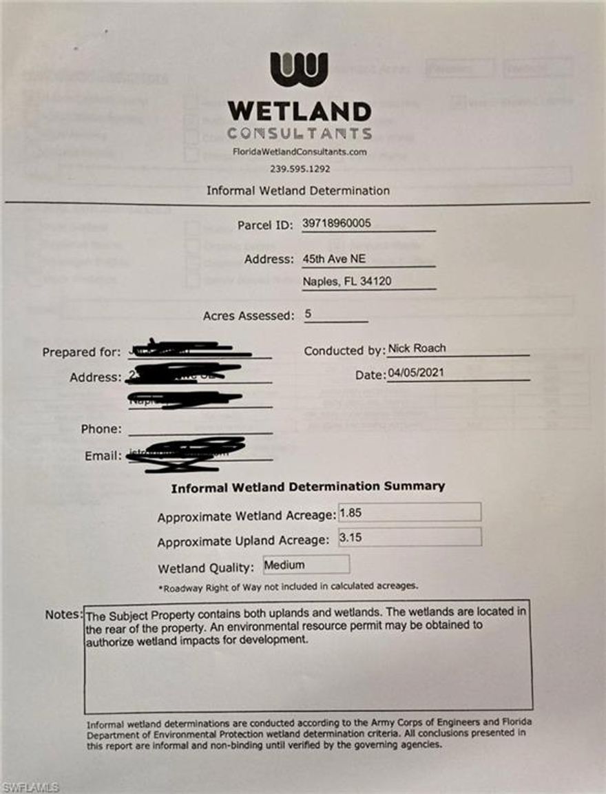 5 acres in 45th ave ne 0ff 40th , must off the lot is upland , just wetland in the back , fence in all property, you can parcel in 2 lots of 2.5 acres , don`t need any dep permits.