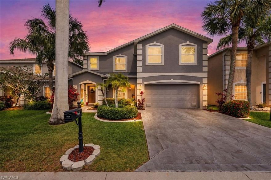 Welcome to this spacious and inviting two-story home located in the desirable Danforth Lakes community in Fort Myers. Offering 5 bedrooms and a thoughtfully designed layout, this home blends comfort, functionality, and style—perfect for both everyday living and entertaining. The main level features a bright and open floor plan with a welcoming living room, two dining areas, and a well-appointed kitchen complete with stainless steel appliances, generous counter space, and a pantry—all seamlessly connected to the family room. Whether you're hosting guests or enjoying a quiet night in, this layout makes it easy. A first-floor bedroom adds versatility, ideal for guests, a home office, or a private retreat. Upstairs, the expansive primary suite is your own personal getaway, featuring a cozy sitting area, dual vanities, a walk-in shower, and a relaxing soaking tub—perfect for unwinding at the end of the day. Natural light pours in throughout the home, highlighting the neutral color palette and creating a light, airy feel. Additional features include crown molding, surround sound in the family room, and a mix of wood, laminate, and carpet flooring that adds both character and comfort. Step outside to your private oasis—a large screened-in lanai complete with a hot tub and covered seating area, ideal for enjoying Florida living year-round. Residents of Danforth Lakes enjoy access to a community pool, clubhouse, tennis courts, and a play area. All of this is conveniently located just minutes from RSW International airport, beautiful beaches, public golf courses, shopping, dining, and entertainment. This home truly checks all the boxes—space, style, and location—ready for you to move in and make it your own.