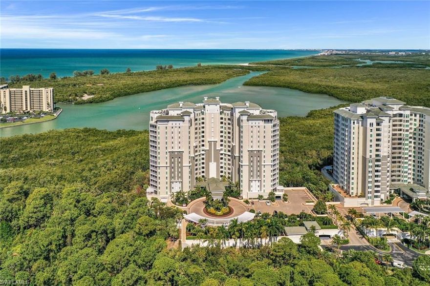 Experience luxury living at its finest in this exquisite 3-bedroom, 3.5-bathroom residence located on the 12th floor of The Dunes of Naples. With over 2,600 square feet of meticulously designed living space, this stunning condo offers unparalleled panoramic views of the Gulf of Mexico, serene nature preserves, and the surrounding coastline. Step inside to discover an open-concept layout that seamlessly integrates the living, dining, and kitchen areas, perfect for both entertaining and relaxation. The spacious living room flows effortlessly to the expansive screened-in lanai, where you can enjoy captivating sunset views year-round. The master suite is a true sanctuary, complete with breathtaking Gulf views, two walk-in closets, and a luxurious en-suite bath with dual vanities, a soaking tub, and a separate glass-enclosed shower. Both guest bedrooms are generously sized, each with its own private bath, ensuring comfort and privacy for family or visitors. As a resident of The Dunes, you will enjoy access to resort-style amenities, including a heated pool and spa, fitness center, tennis courts, and on-site dining options. Additionally, you have the exclusive opportunity to join The Floridian Club, which offers a private beach club experience, a restaurant, pool, beachside service, and a shuttle service that takes you directly from The Dunes to the club. Located in North Naples, The Dunes is just minutes from pristine beaches, world-class shopping and dining at Mercato, and abundant recreational opportunities.