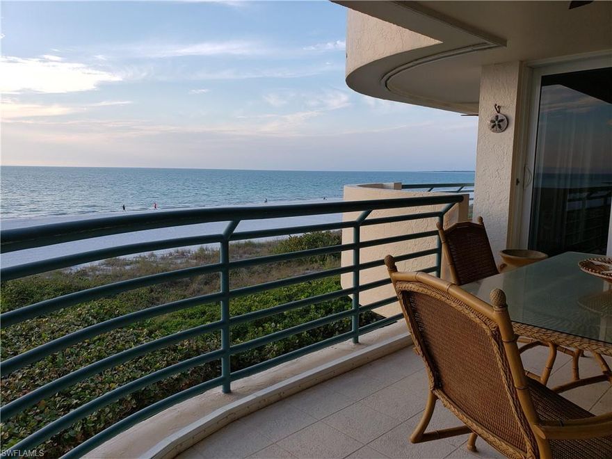 Lives like Beachfront House with VIEWS! VIEWS! & VIEWS! Direct Gulf Front Unit! AS GOOD AS VIEWS GET! Open Building: Atrium Entry with interior gardens, Arboritum like setting. Lower level unit #203, 3rd floor feels like you are literally “ON THE BEACH”! I haven’t seen “ANY” views better than this on the Island! Tiger Tail to the north & Cape Marco to the south. Watch people stroll the beach, yoga classes, weekend weddings on the beach. Located on the south side of Winterberry, very little traffic or hustle & bustle. Walk to restaurants, shopping, movies & outdoor beach restaurants. Low density Boutique Art Deco Style Building with only 8 floors constructed to mimic Miami Architecture. Unit has undergone a complete renovation, new wood floors, beautiful stainless appliances, freshly painted & professionally decorated! PET FRIENDLY BUILDING!!! Also MOTORCYCLES ALLOWED! No long waits for the elevator or long walks from it either. Brand new stainless steel appliances & W/D. LR & MBR w automatic black-out shades. Renovated 2019 new impact windows. Best available beach front unit!
