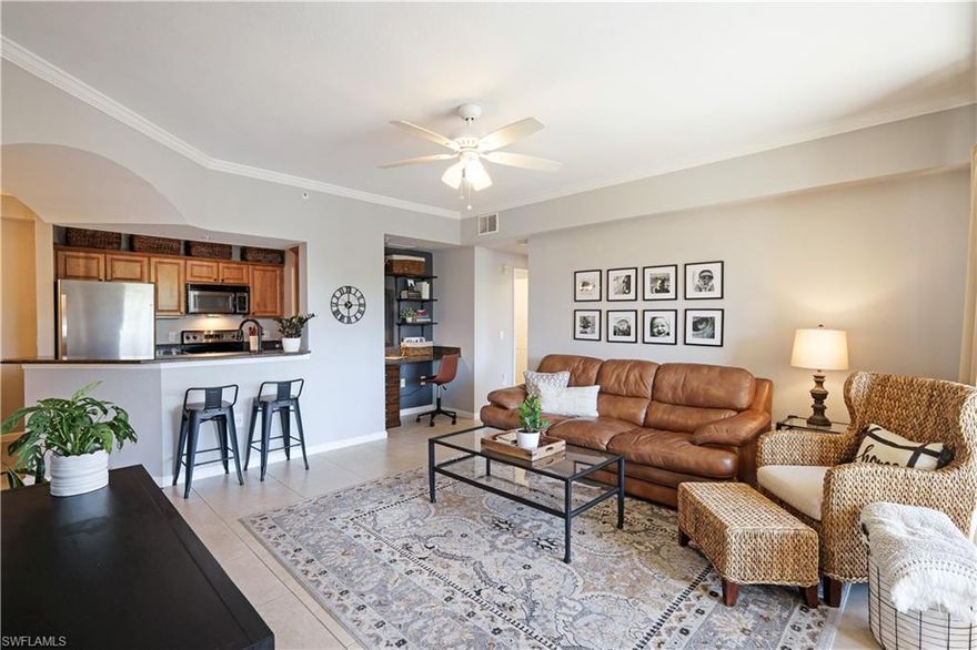 C10516 - SPACIOUS AND PRISTINE with so many tasteful finishing touches... ALL SET IN AN IDEAL NAPLES LOCATION! This home offers 3 full bedrooms, one of which can easily be converted to a home office or den, along with an additional built-in workspace. Walk-in closets in every bedroom for plenty of storage and a cozy lanai all add to the appeal of this lovely home. Internet service is included as part of the affordable HOA fees and the unit has an elevator for total convenience. Positano Place offers so many amenities including a huge resort-style pool and spa, BBQ grills, a newly decorated clubhouse, a fitness center, billiards, bocce, & a playground. Close to Mercato, Waterside Shoppes, Gulf Beaches, Great Restaurants, 5th Ave, and I-75. Condo has one assigned parking space/ plenty of guest parking. A special community that offers so much!